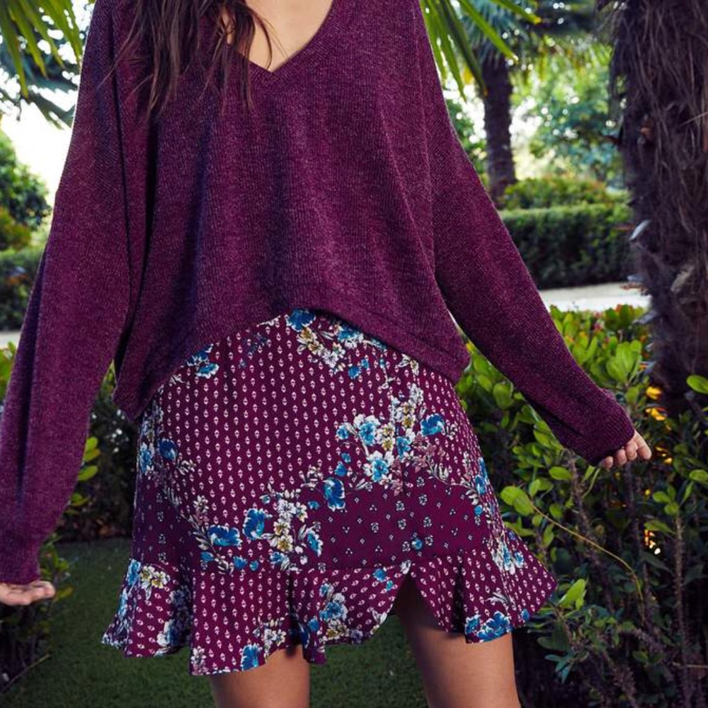 Band of Gypsies Illana Ruffle Floral Skirt